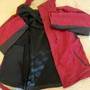Mens Black/Maroon The North Face double layer jacket.
